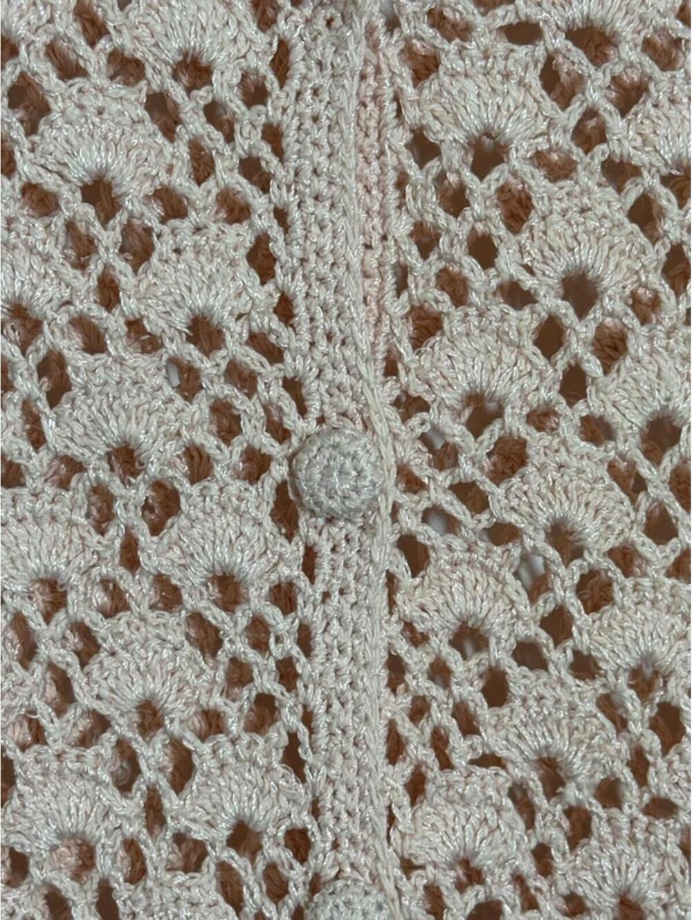 Pierre Cardin Silk Blend Crochet Cardigan Top Beige Size M Vintage - Picture 4 of 8